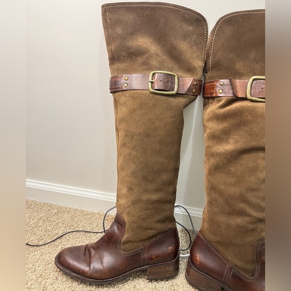 Jessica Simpson Clancey Suede & Leather OTK boots sz 9.5 Olive green & brown - Picture 3 of 12